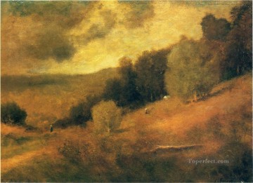 tonalism tonalist Painting - Stormy Day landscape Tonalist George Inness